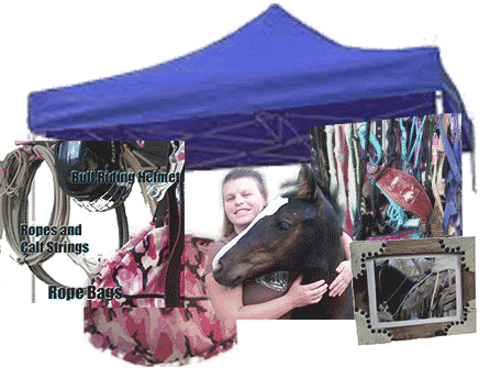 booth sales, jewelry, sunglasses, horse equipment, horse tack, barrel racing reins,ropes, helmets and calf strings